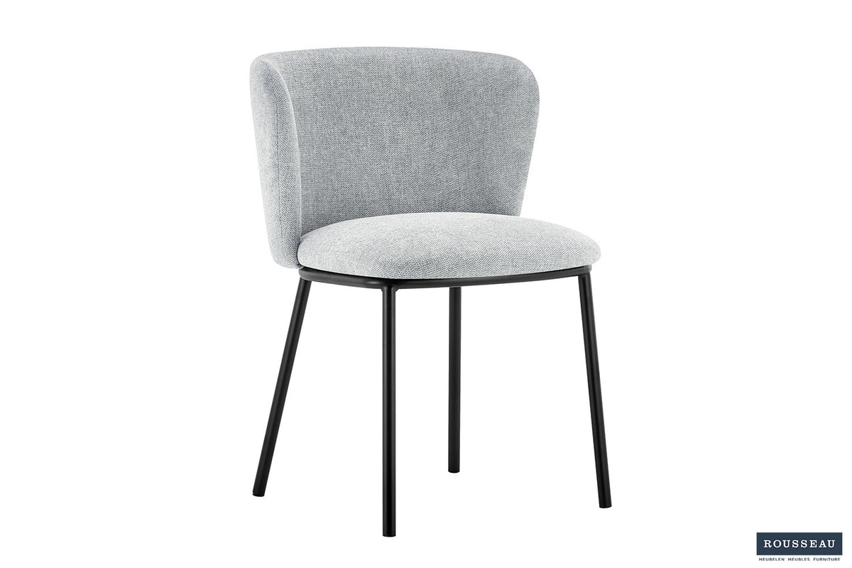 Rousseau - Chaise Arthur - Tissu Gris Clair - 76x52x54 cm