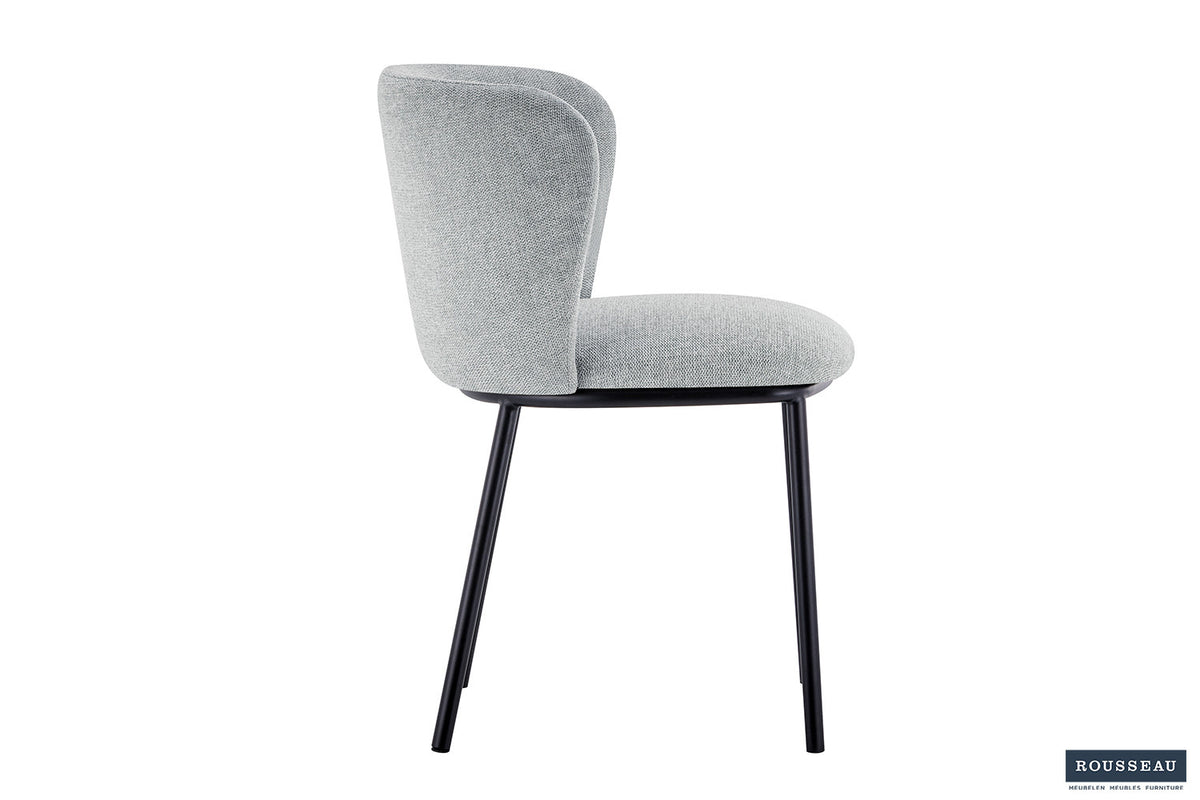 Rousseau - Chaise Arthur - Tissu Gris Clair - 76x52x54 cm