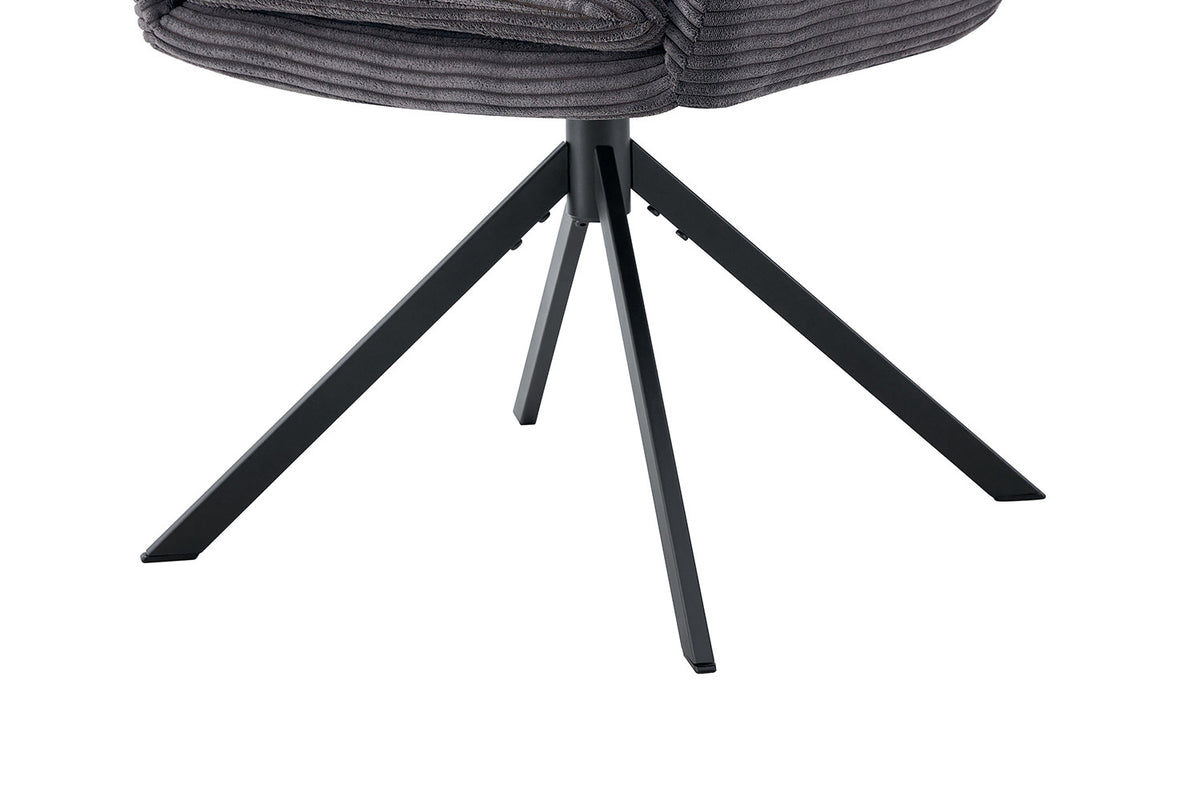 Rousseau - Chaise Luna - Velours Côtelé Gris - 91,5x60,5x67 cm