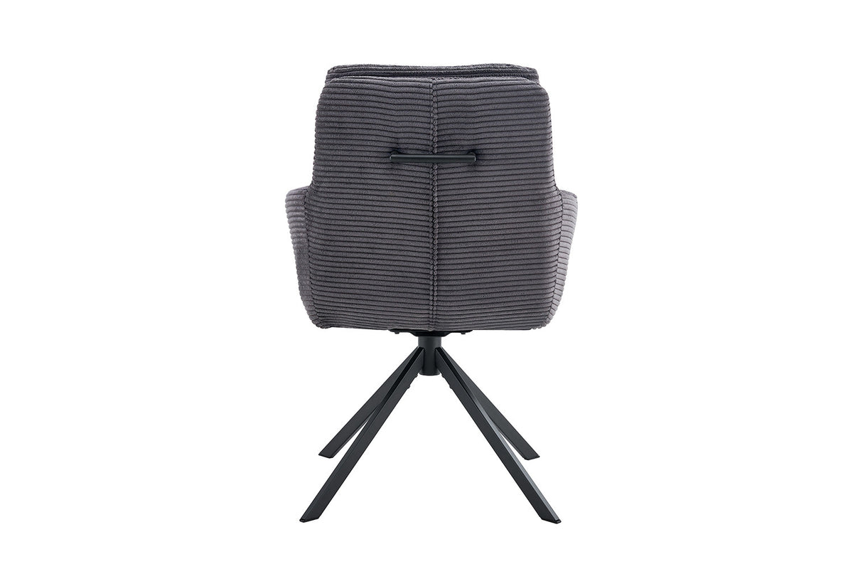 Rousseau - Chaise Luna - Velours Côtelé Gris - 91,5x60,5x67 cm