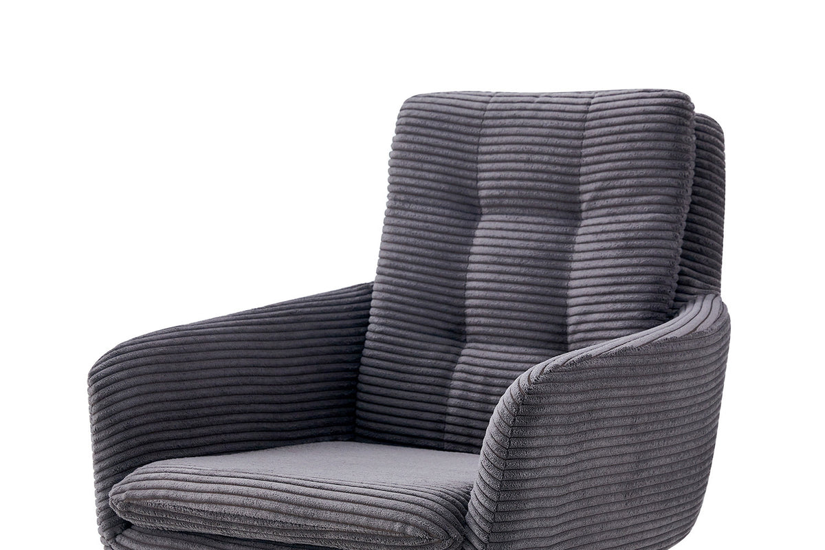 Rousseau - Chaise Luna - Velours Côtelé Gris - 91,5x60,5x67 cm