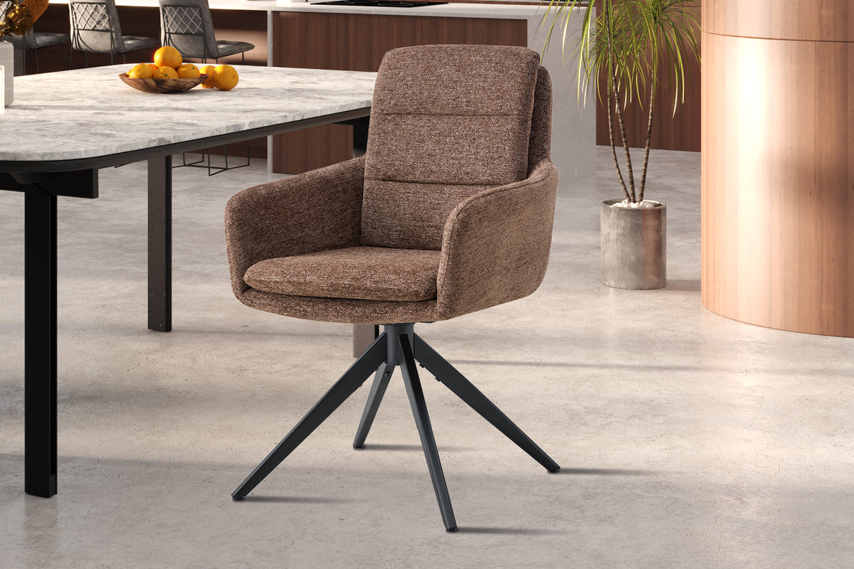Rousseau - Chaise Lisold - Tissu Marron - 93x59x65 cm