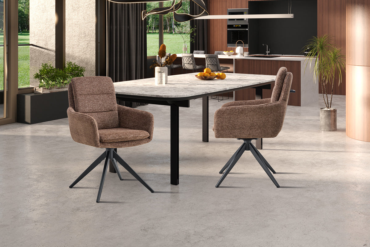 Rousseau - Chaise Lisold - Tissu Marron - 93x59x65 cm