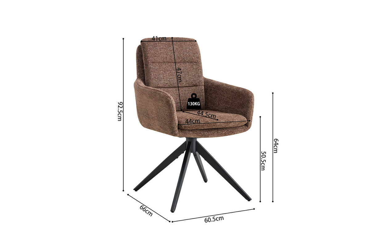 Rousseau - Chaise Lisold - Tissu Marron - 93x59x65 cm