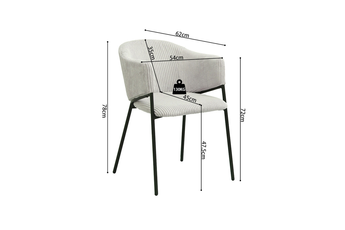 Rousseau - Stoel Hugo Corduroy Lichtgrijs - 78x54x62 cm