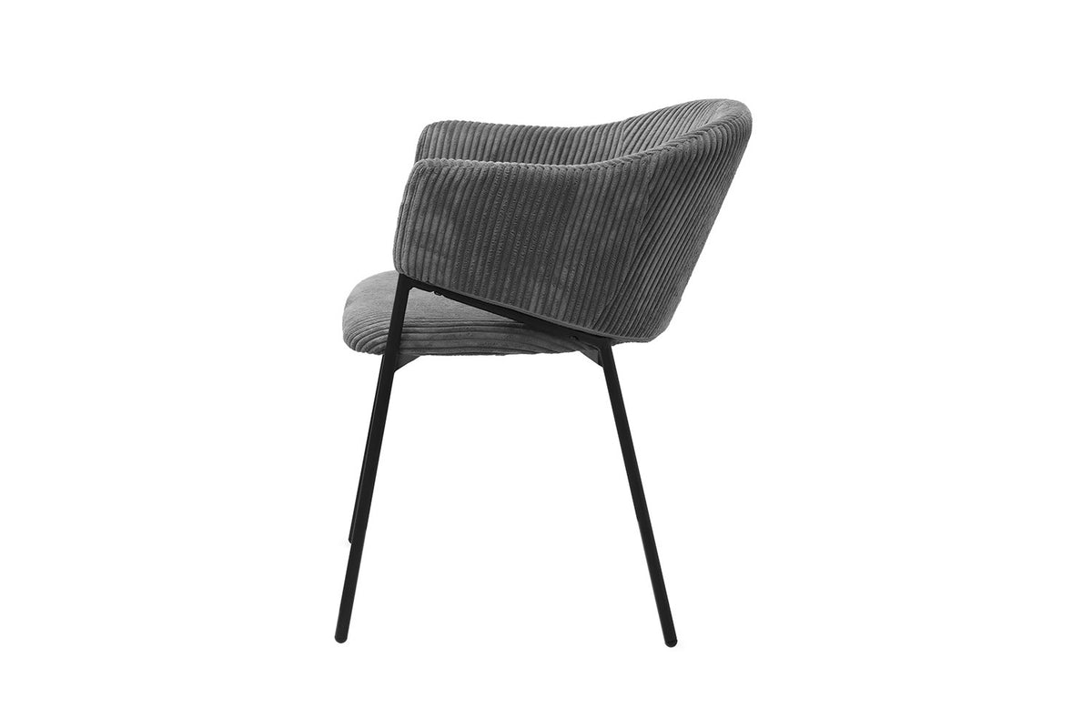 Rousseau - Chaise Hugo en Velours Côtelé Gris Foncé - 78x54x62 cm