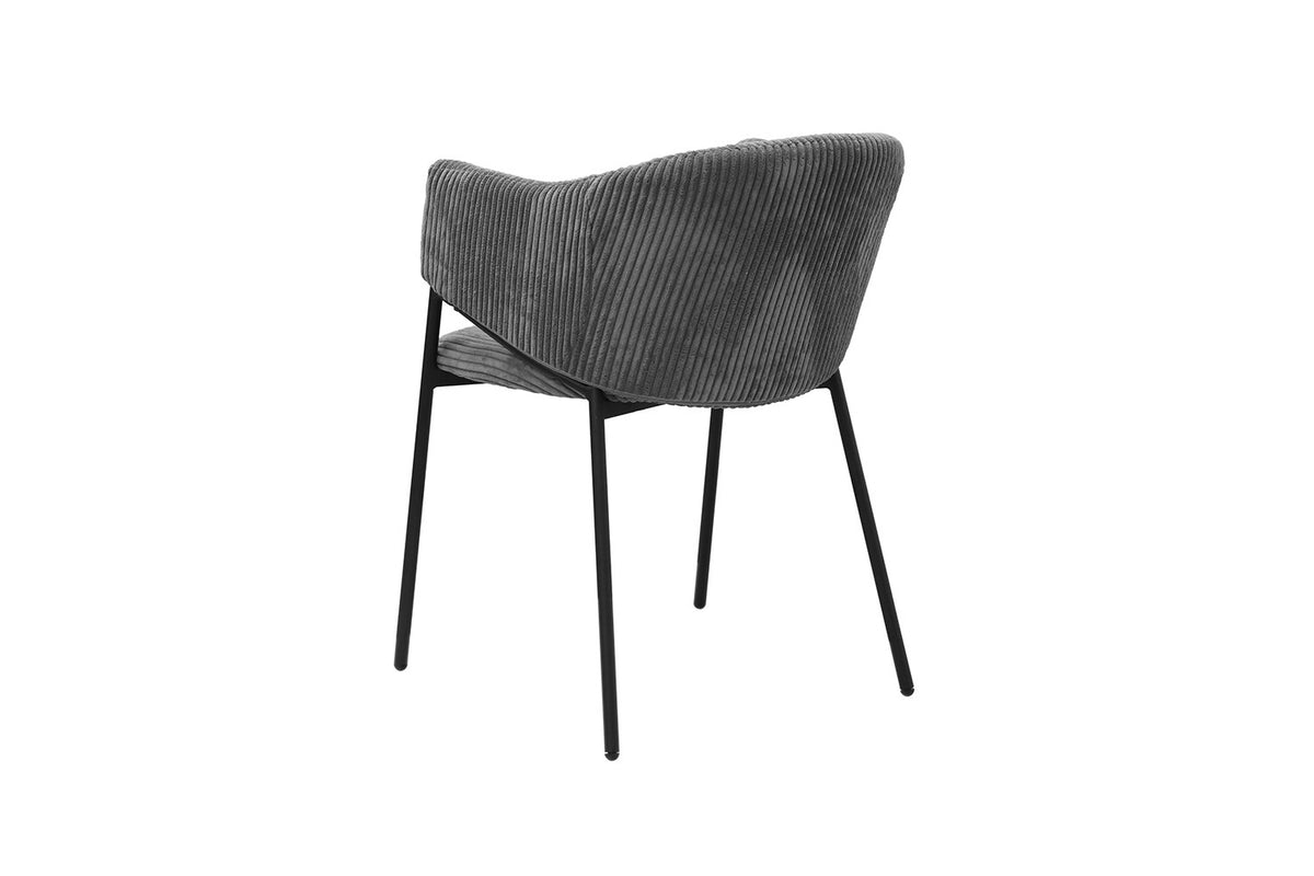 Rousseau - Chaise Hugo en Velours Côtelé Gris Foncé - 78x54x62 cm