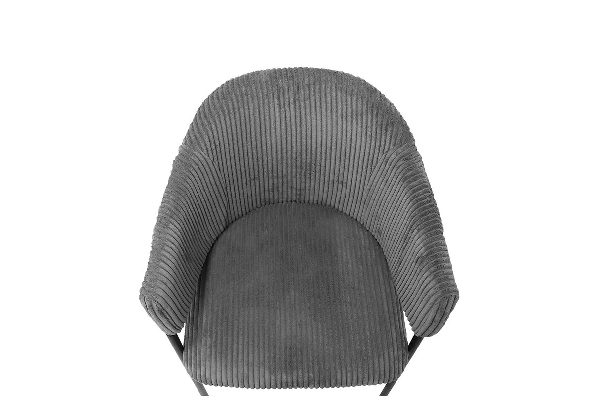 Rousseau - Chaise Hugo en Velours Côtelé Gris Foncé - 78x54x62 cm