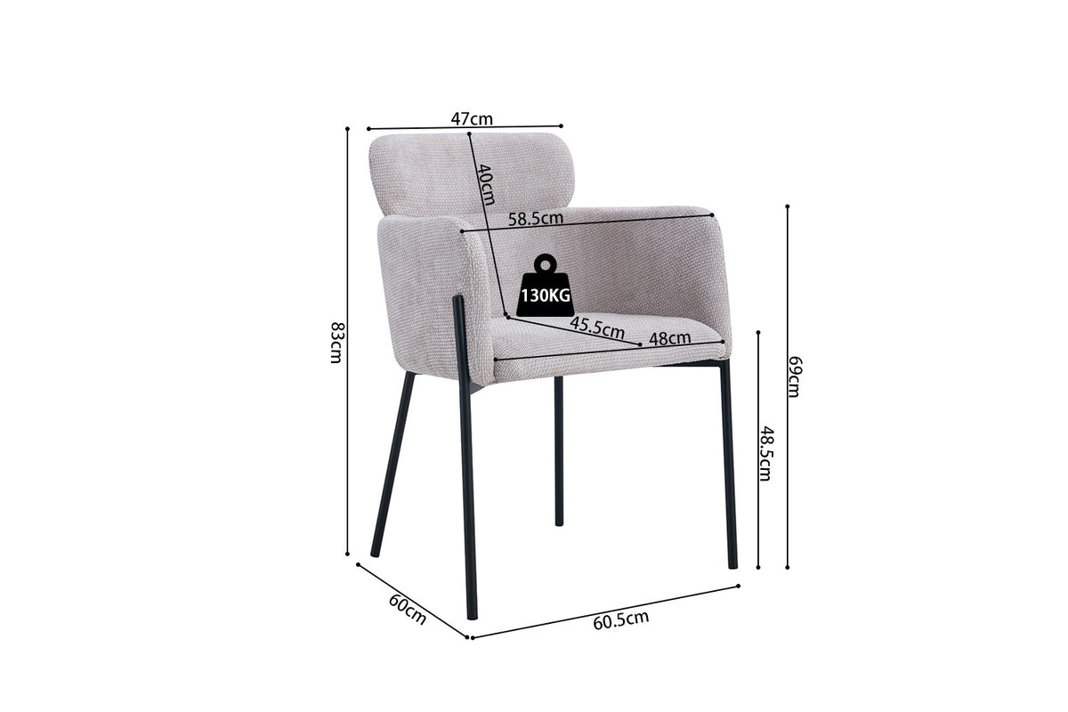 Rousseau - Stoel Naomi - Stof Beige - 83x60.5x60 cm