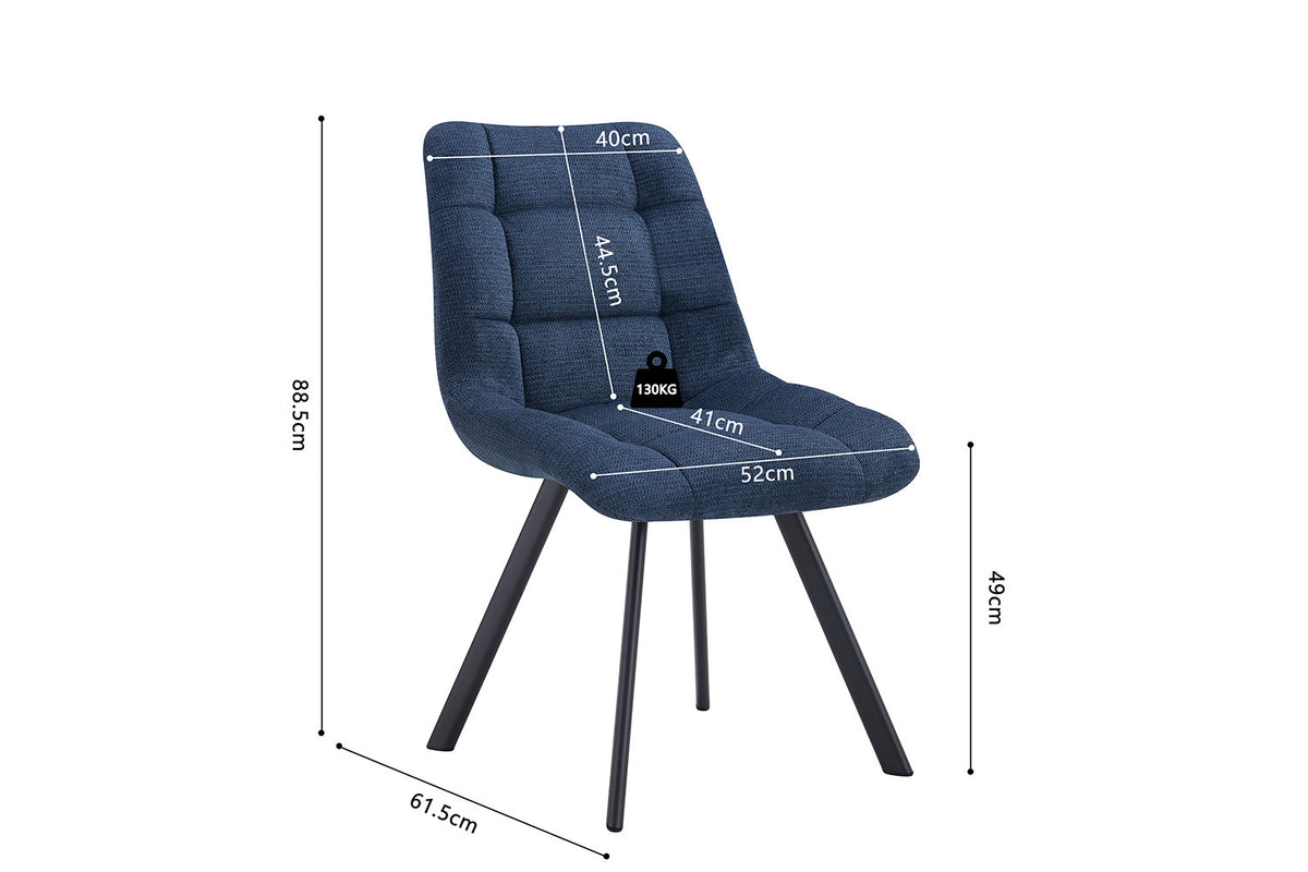 Rousseau - Chaise Lizzy - Tissu bleu - 88,5x52x61,5 cm
