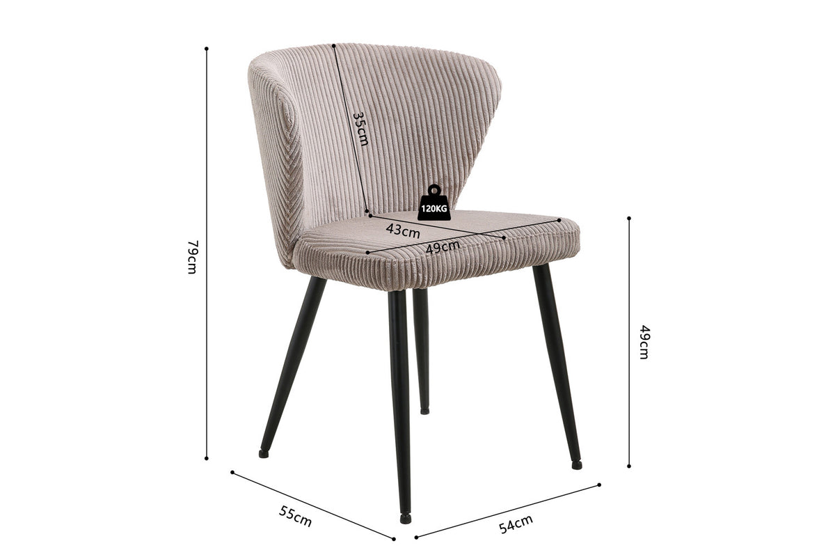 Rousseau - Chaise Tornado Velours Côtelé Sable - 79x54x55 cm