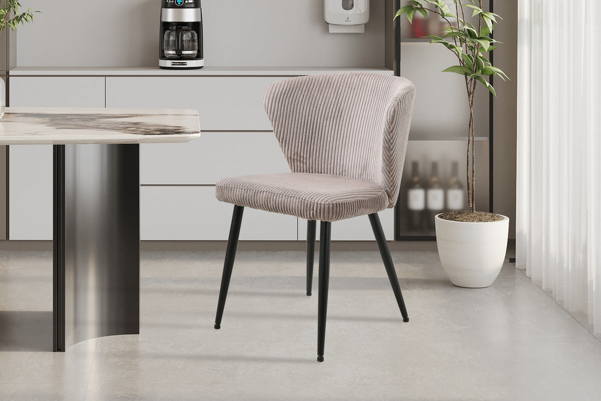 Rousseau - Chaise Tornado Velours Côtelé Sable - 79x54x55 cm