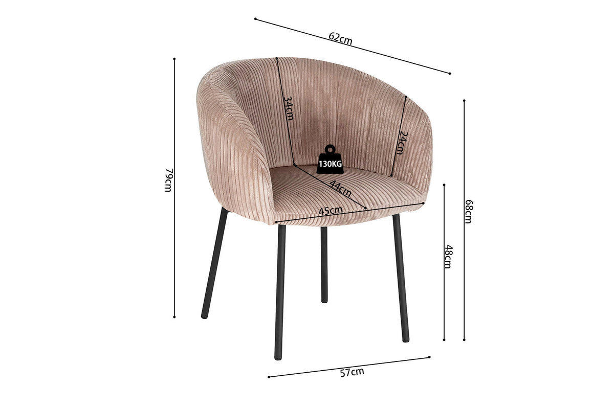Rousseau - Chaise Sevilla Velours Côtelé Sable - 79x57x62 cm