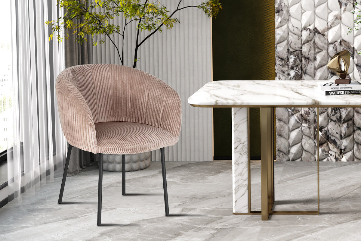 Rousseau - Chaise Sevilla Velours Côtelé Sable - 79x57x62 cm