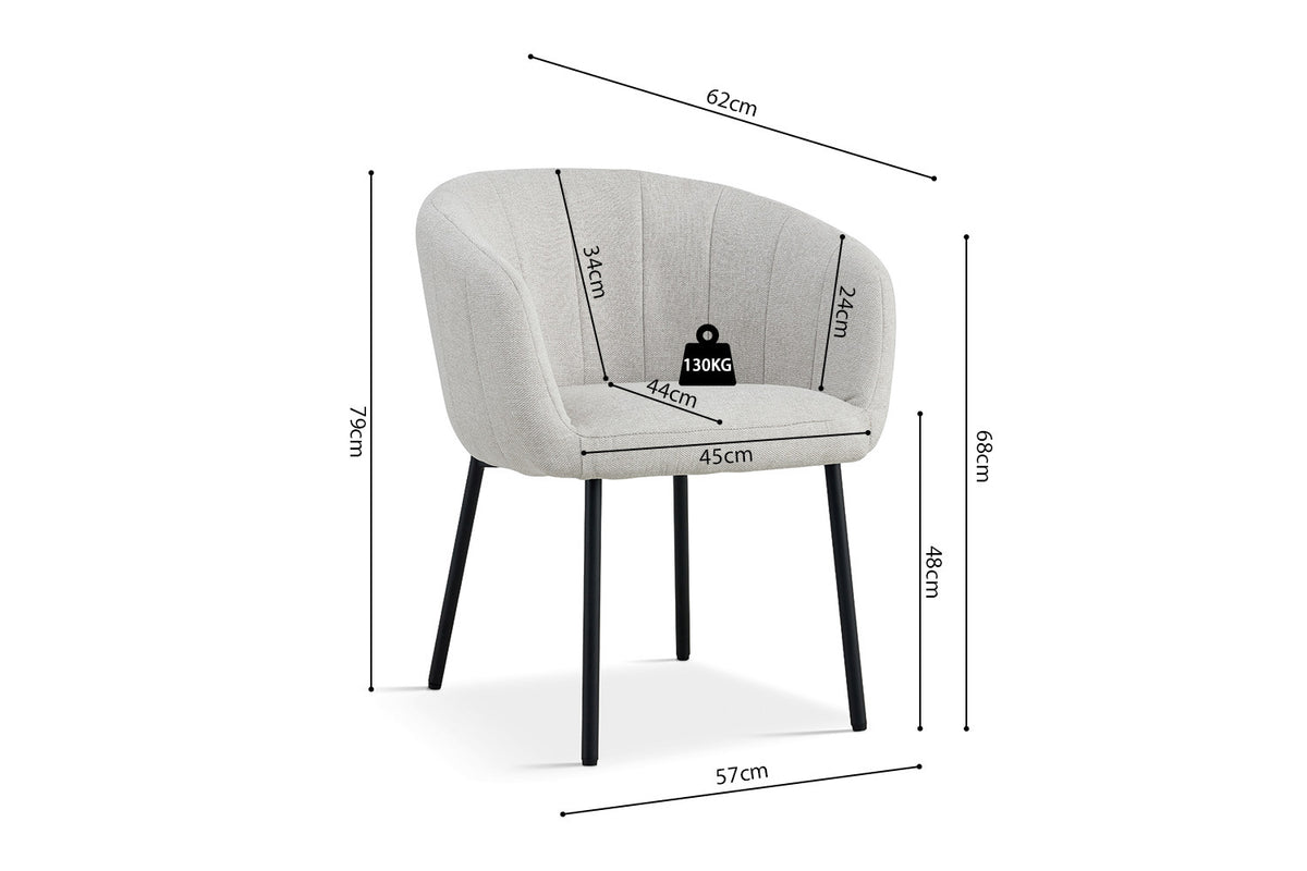 Rousseau - Chaise Séville - Tissu beige - 79x57x62 cm
