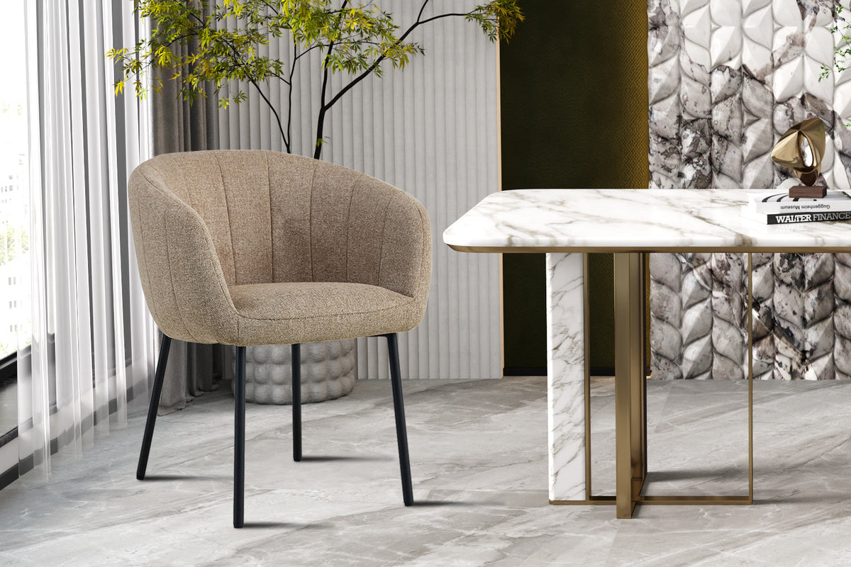 Rousseau - Chaise Sevilla - Tissu - Sable - 79x57x62 cm