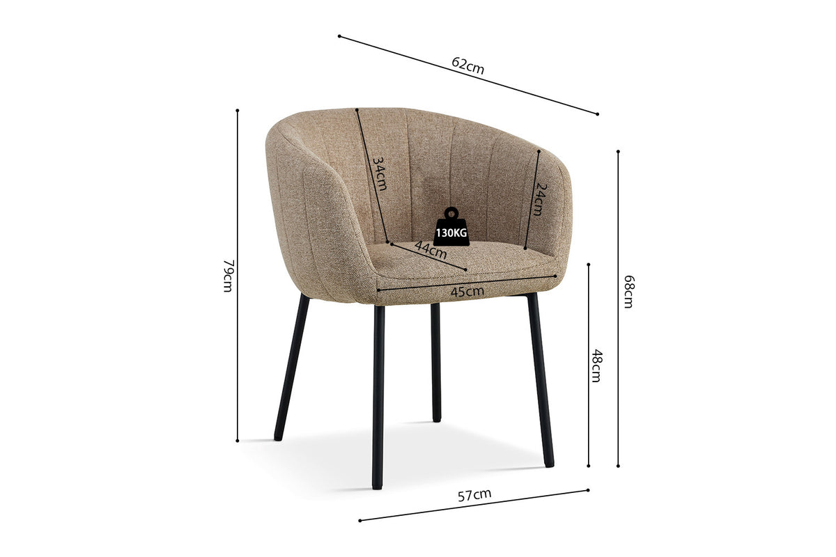 Rousseau - Chaise Sevilla - Tissu - Sable - 79x57x62 cm