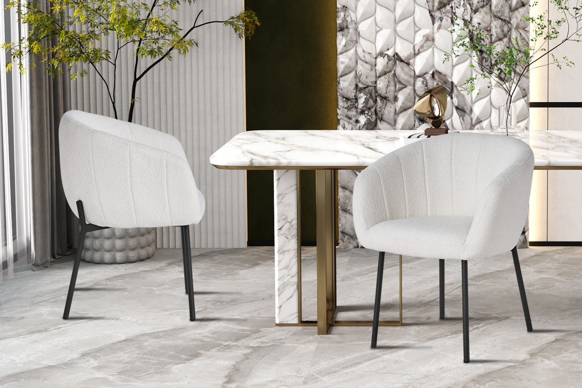 Rousseau - Chaise Sevilla Boucle - Blanc - 79x57x62 cm