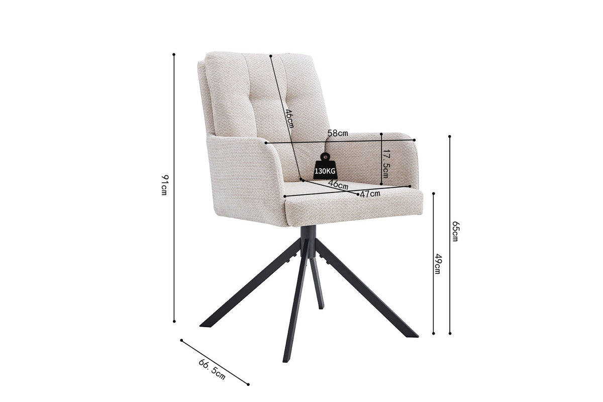 Rousseau - Chaise Granada - Tissu - Beige - 85x50x62 cm