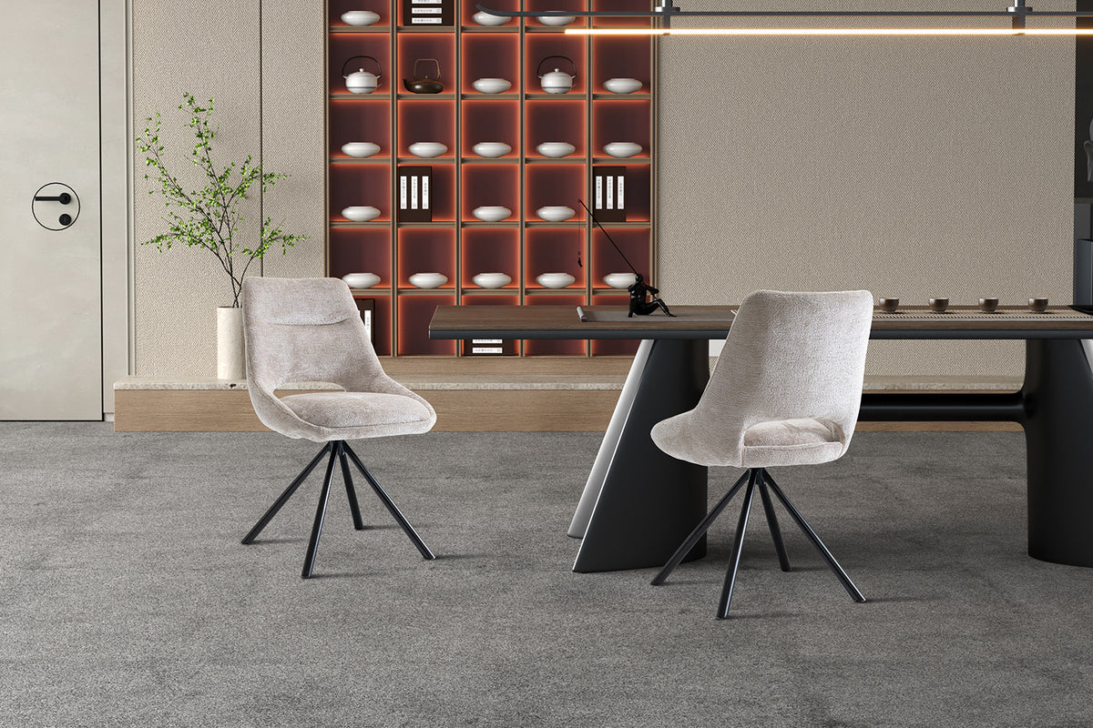 Rousseau - Chaise Dante - Tissu Beige - 85.5x51x60 cm