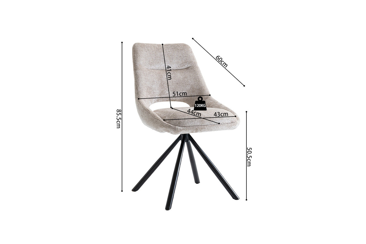 Rousseau - Chaise Dante - Tissu Beige - 85.5x51x60 cm