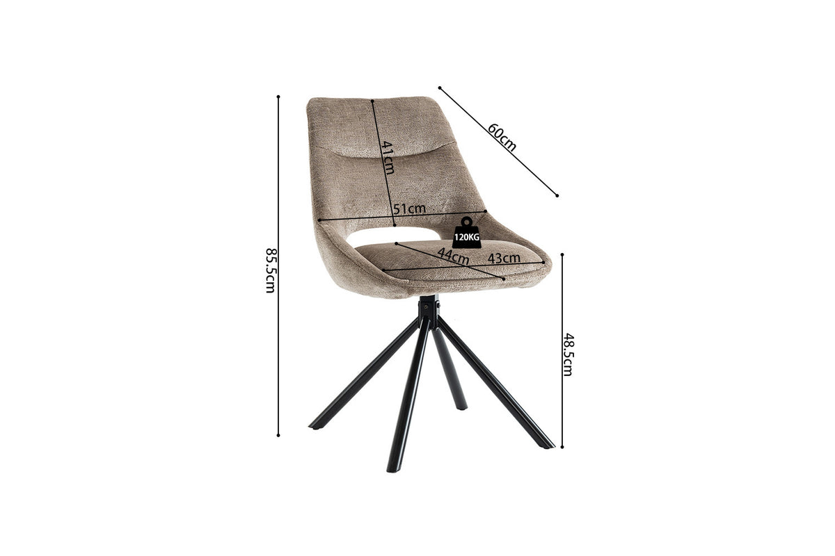 Rousseau - Chaise Dante - Tissu Taupe - 85.5x51x60 cm