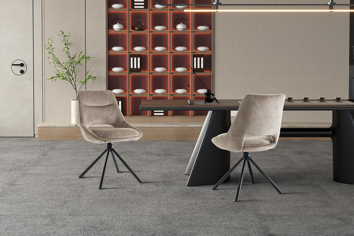 Rousseau - Chaise Dante - Tissu Taupe - 85.5x51x60 cm