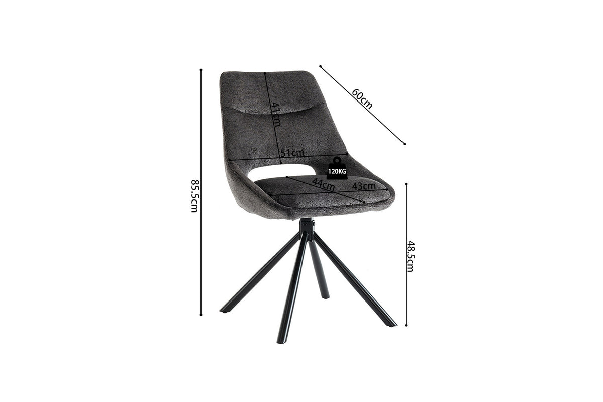 Rousseau - Stoel Dante - Stof Grijs - 85.5x51x60 cm