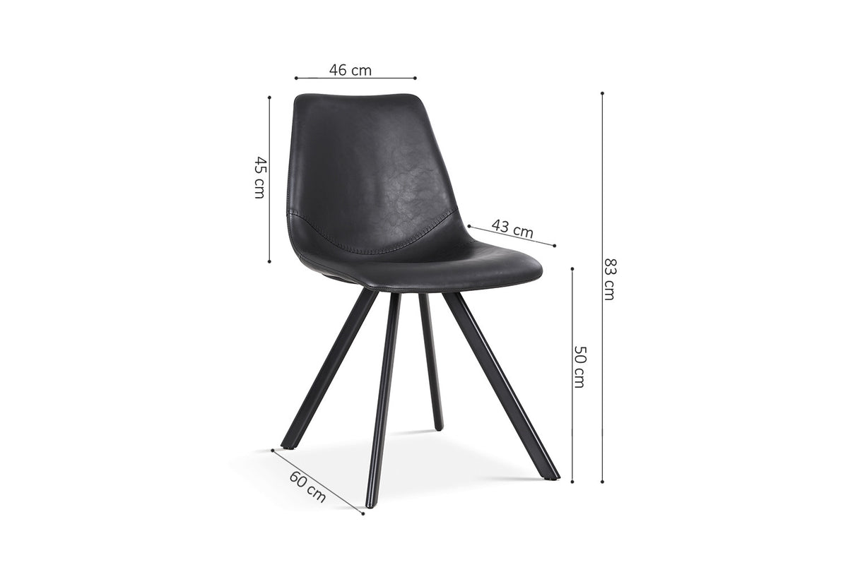 Rousseau - Stoel Emma - PU Zwart - 83x46x60  cm