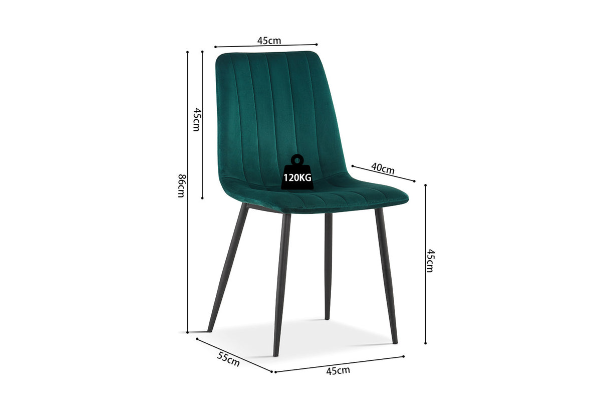 Rousseau - Stoel Willis - Fluweel Groen - 86x45x55 cm