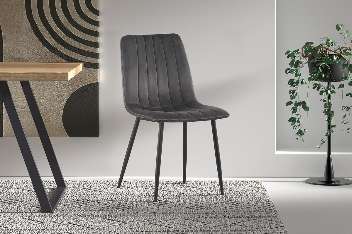 Rousseau - Stoel Willis - Fluweel Grijs - 86x45x55 cm