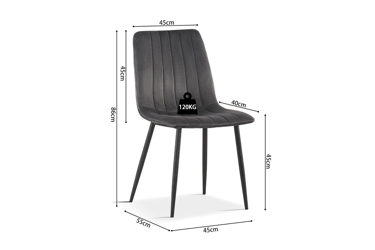 Rousseau - Stoel Willis - Fluweel Grijs - 86x45x55 cm