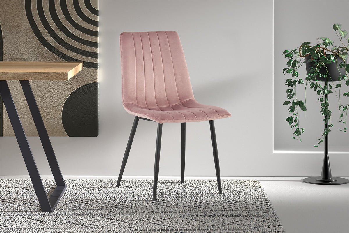 Rousseau - Stoel Willis - Fluweel Roze - 86x45x55 cm