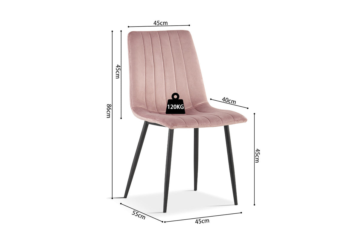 Rousseau - Stoel Willis - Fluweel Roze - 86x45x55 cm