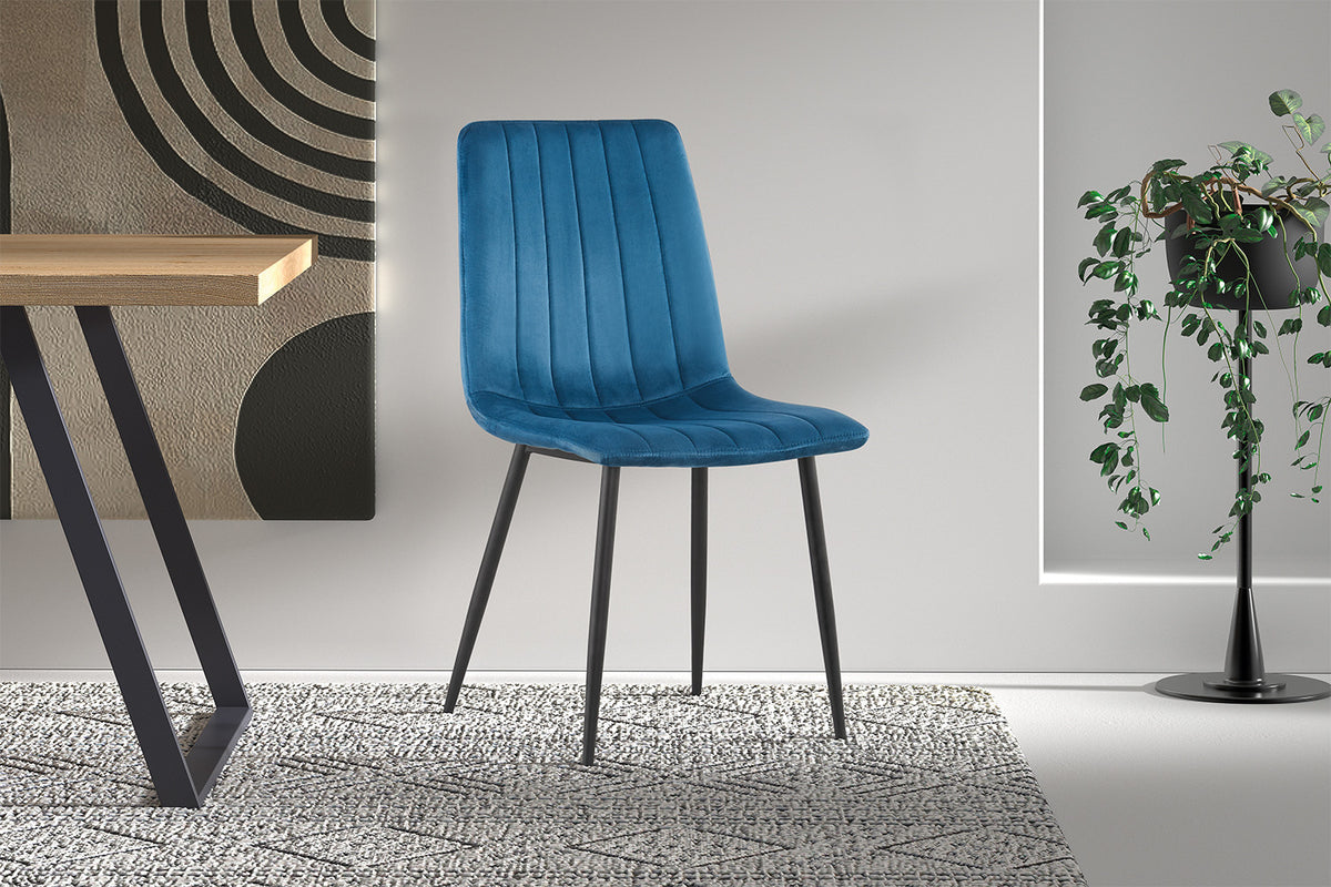 Rousseau - Stoel Willis - Fluweel Blauw - 86x45x55 cm