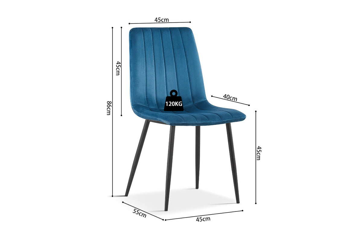 Rousseau - Chaise Willis - Velours Bleu - 86x45x55 cm