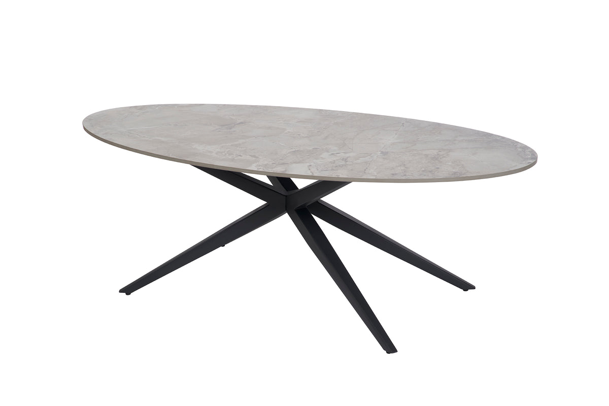 GBO-Ovale Eettafel Kera - Grijs Keramiek - 210x75x110cm