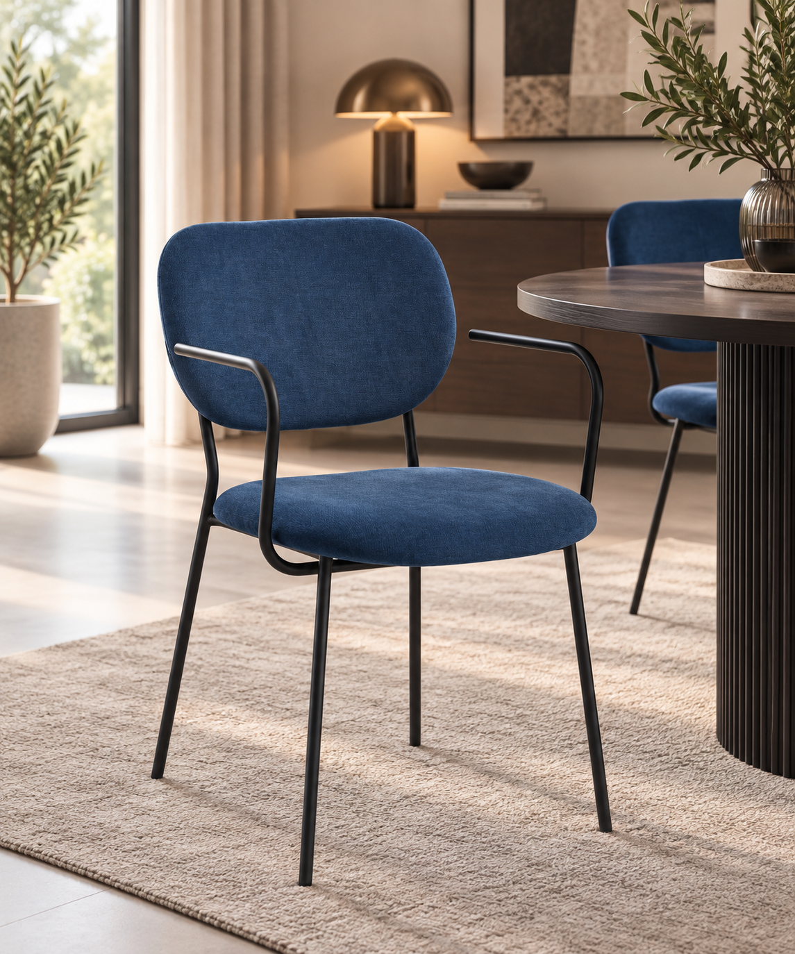GBO - Eetkamerstoel ST2103 - Stof - Blauw - H82xD48xB52 cm