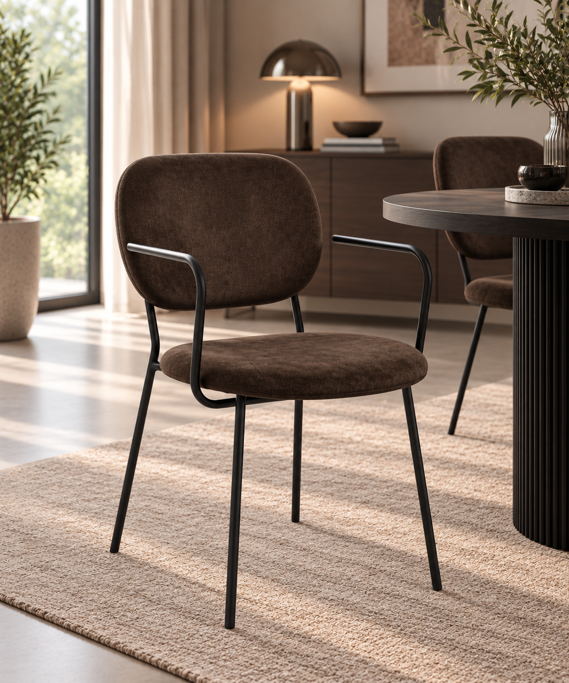 GBO - Eetkamerstoel ST2103 - Stof - Bruin - H82xD48xB52 cm