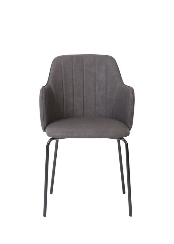 Meubar - Eetkamerstoel Flo - Kunstleder - Antraciet - 54x85x60cm