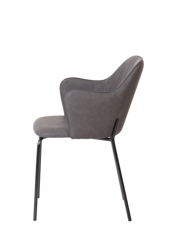 Meubar - Eetkamerstoel Flo - Kunstleder - Antraciet - 54x85x60cm