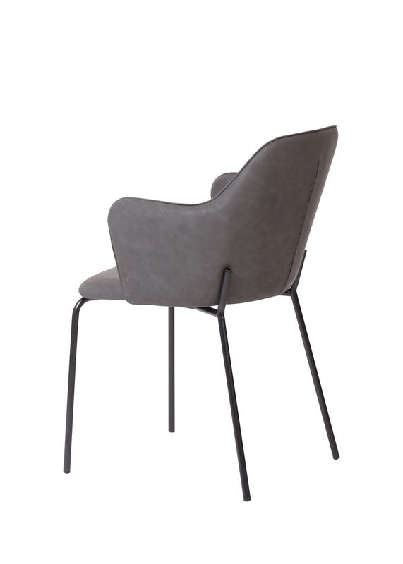 Meubar - Eetkamerstoel Flo - Kunstleder - Antraciet - 54x85x60cm