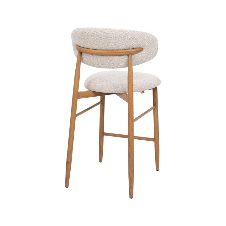 Meubar - Tabouret de bar Locarno - Tissu - Beige - 52 x 56 x 94 cm