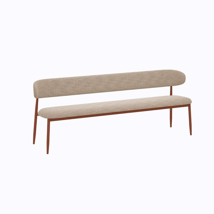 Meubar - Zitbank Locarno - Stof - Lichtbruin - 155 x 56 x 77 cm