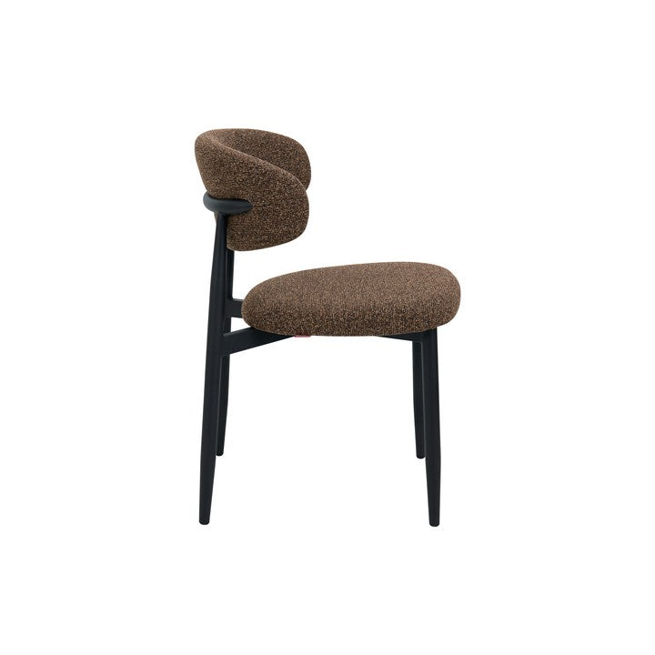 Meubar - Chaise de salle à manger Locarno - Tissu - Marron - 52 x 56 x 77 cm