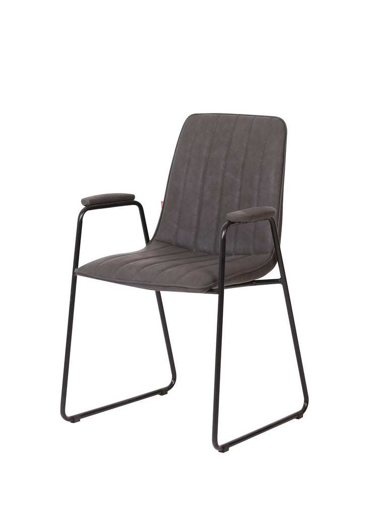 Meubar - Eetkamerstoel Samo - Kunstleder - ANTRACIT - 57 x 55 x 88 cm