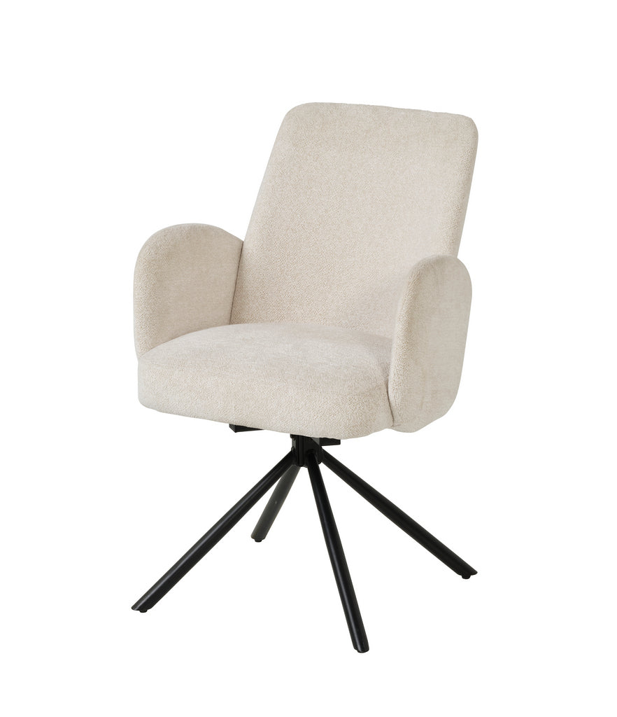 Meubar - Eetkamerstoel Tosca 2 - Boucle - Stof - Wit - 48x86x62 cm