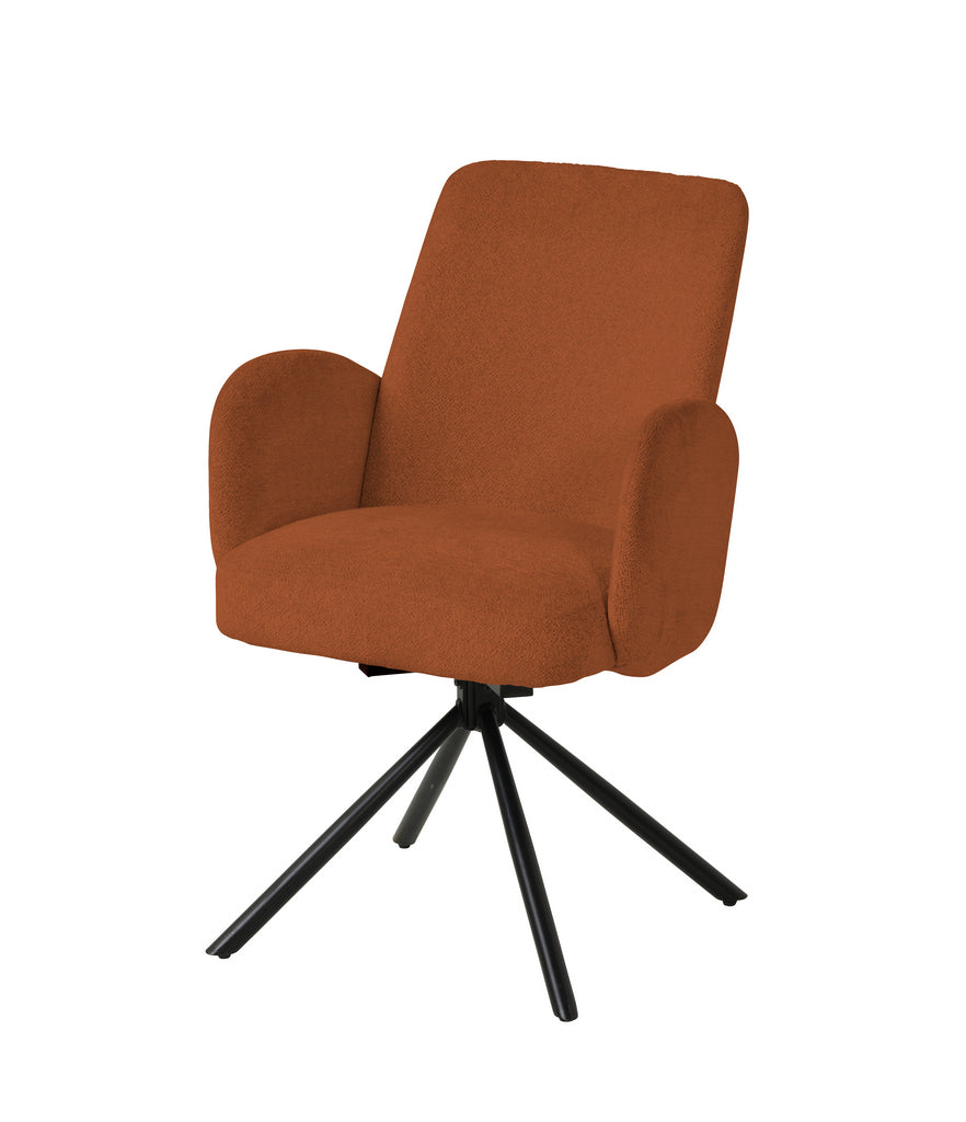Meubar - Chaise de salle à manger Tosca 2 - Boucle - Tissu - Marron rouille - 48x86x62 cm