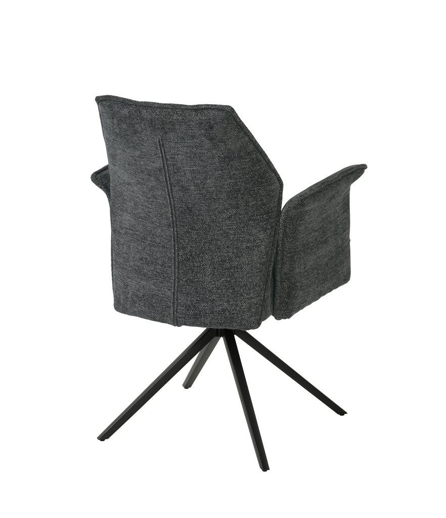 Meubar - Chaise de salle à manger Trieste - Boucle - Tissu - Anthracite - 64x62x92 cm
