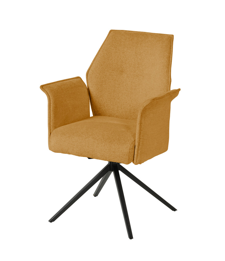Meubar - Eetkamerstoel Trieste - Boucle - Stof - Geel-Oranje - 64x62x92 cm